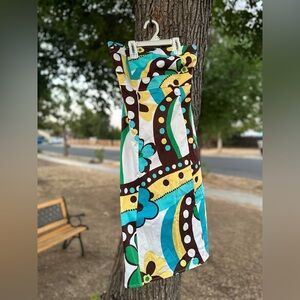 B. Smart Vibrant Brown and Blue Midi Skirt